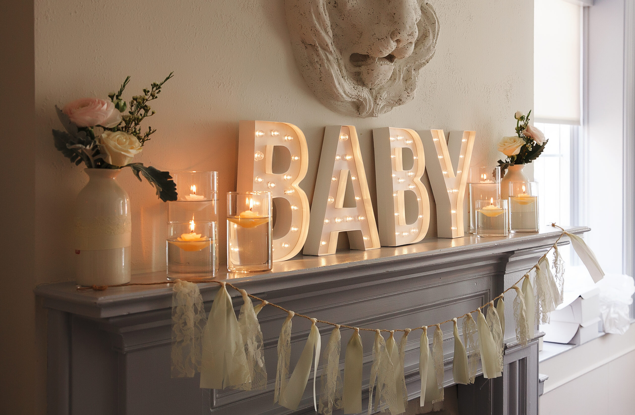 Baby shower, candle decoration