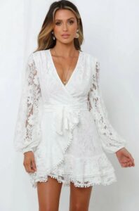 White lace dress with sleeves